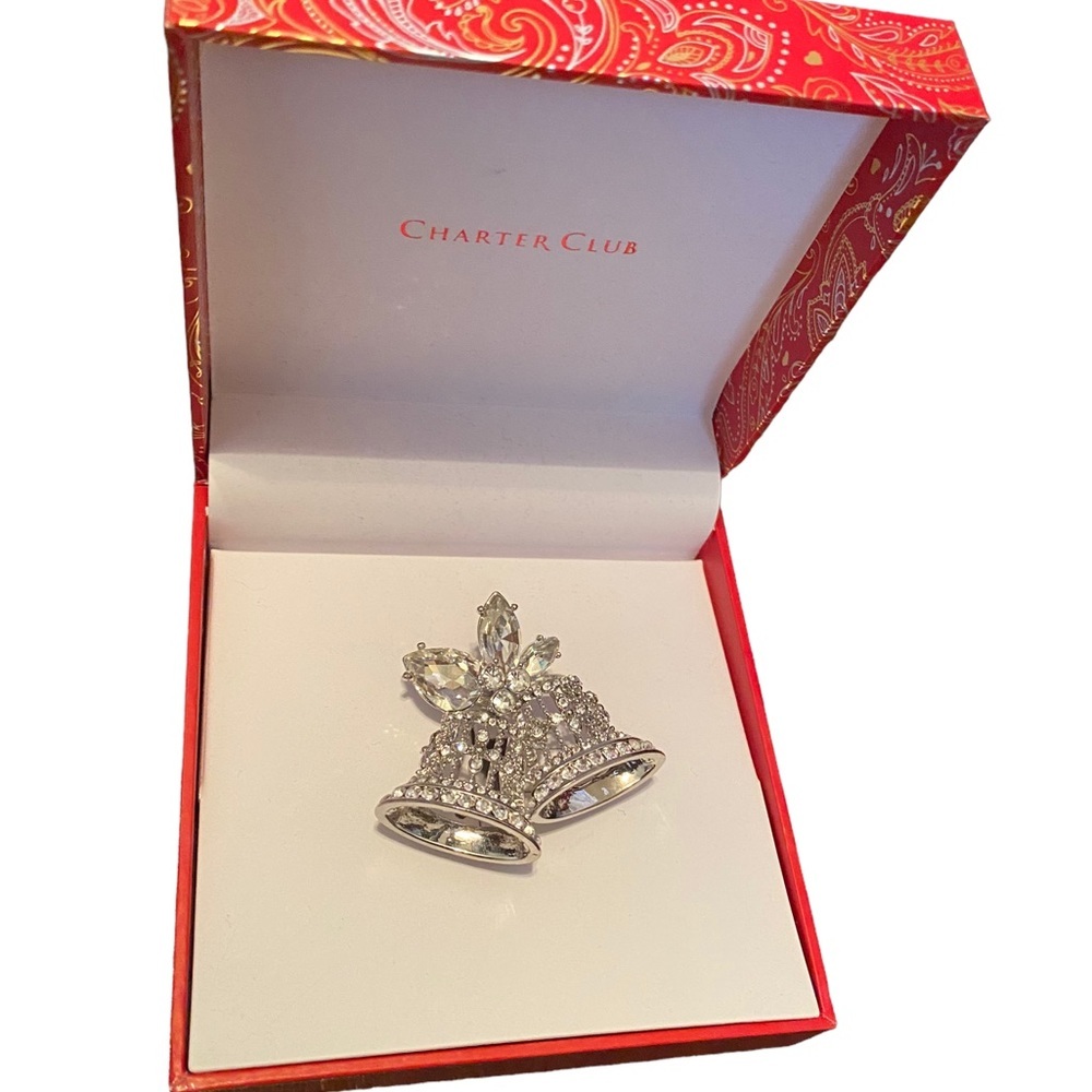 {Charter Club} Rhinestone Bell Brooch - Picture 3 of 6